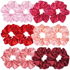 Sufermoe satin scrunchies red pack, soft hold for daily hairstyles.