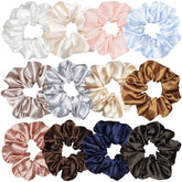 Sufermoe scrunchies de seda satinada 12 piezas para peinados suaves.
