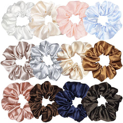 Sufermoe scrunchies de seda satinada 12 piezas para peinados suaves.
