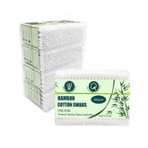SUIZWMOU bamboo cotton swabs with double round tips for gentle cleaning.