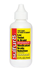 SULFUR8 Loc Twist & Braid bottle close-up for medicated scalp care.