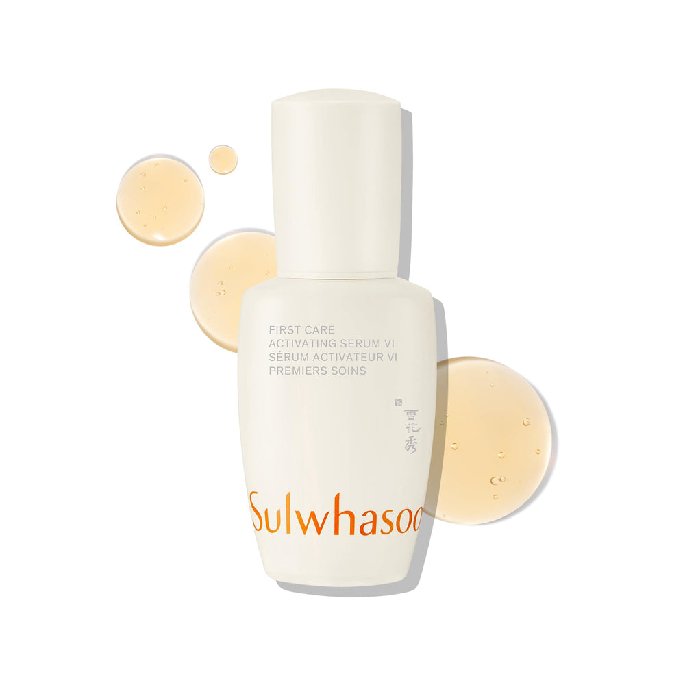 Sulwhasoo First Care Activating Serum Mini bottle close-up for instant hydration and skin prep