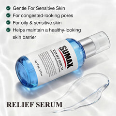 Sumax Relief Serum dropper closeup, easy, precise, and mess-free application.