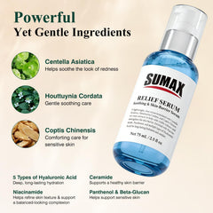 Sumax Relief Serum texture swirl, highlights a refreshing, non-sticky feel.