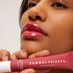 Lips wearing Cherry tint with subtle red sheen.