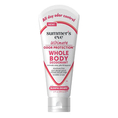 Summer's Eve Blissful Escape bottle-front shows all-day freshness.