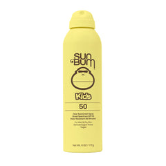 Sun Bum Kids SPF 50 atomizador: aplicación clara y protección resistente al agua para niños activos.