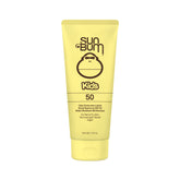 Sun Bum Kids SPF 50 loción clara frente a la botella, protección amplia