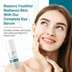 Under eye application of SUN COAST SCIENCES Complete Eye Serum shows gentle tapping for absorption