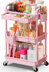 SUNALLY makeup cart organizer drawers keeps lip products neatly sorted for quick access.