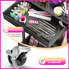 Sunally cart top shelf with skincare bins for easy access