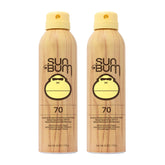 Sun Bum Original SPF 70 spray top view showing easy spray coverage for sunny days