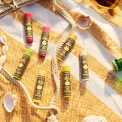 Sun Bum Watermelon twist balm image conveys fruity flavor and sun protection.