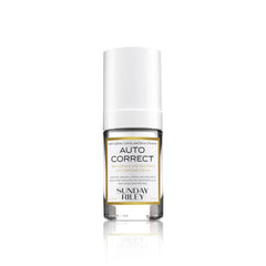 Sunday Riley Auto Correct eye cream bottle closeup shows brightening formula for depuffing