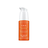 Sunday Riley C.E.O. serum bottle closeup for brightening and antioxidant care