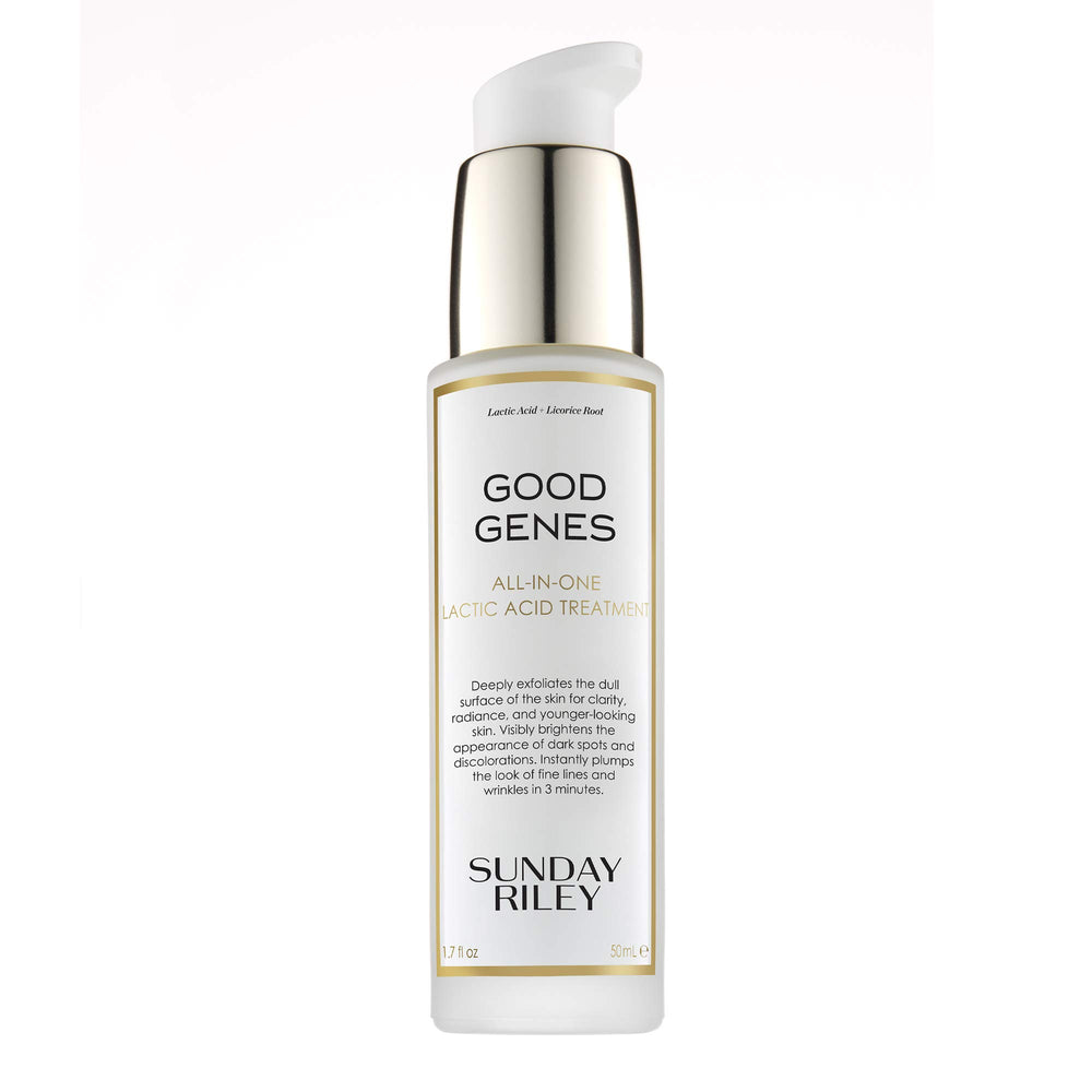 Sunday Riley Good Genes bottle pour showing quick absorption for radiant skin