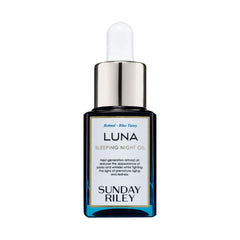 Sunday Riley Luna retinol night oil bottle with gentle night-time rejuvenation potential.