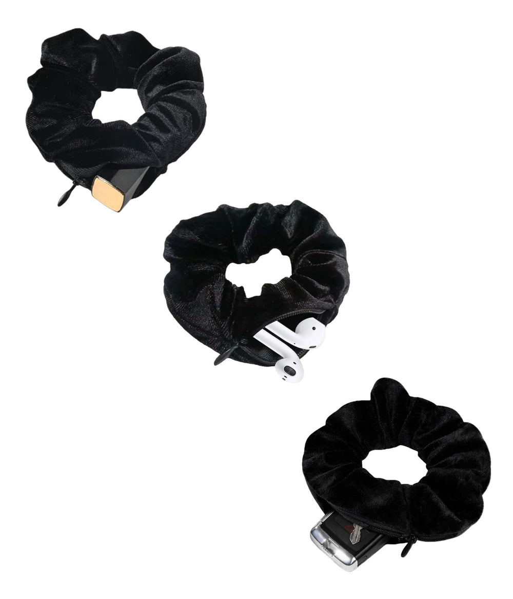 SUNEBOIZ Zipper Scrunchies con bolsillo secreto para llaves o tarjetas, manos libres.