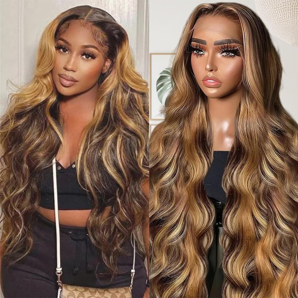 Sunelk Honey Blonde Ombre Lace Front Wig at full length for dramatic daily wear