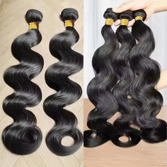 Sungirl 22-inch body wave bundles provide dramatic length for evening looks.