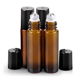 Sungwoo 4-pack amber roller bottles, compact travel kit for on-the-go blends.