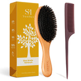 SunHer Boar Bristle Brush close-up shows soft bristles for gentle styling.