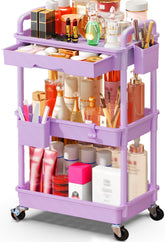 SUNALLY makeup cart organizer drawers hold lipsticks and brushes within easy reach.