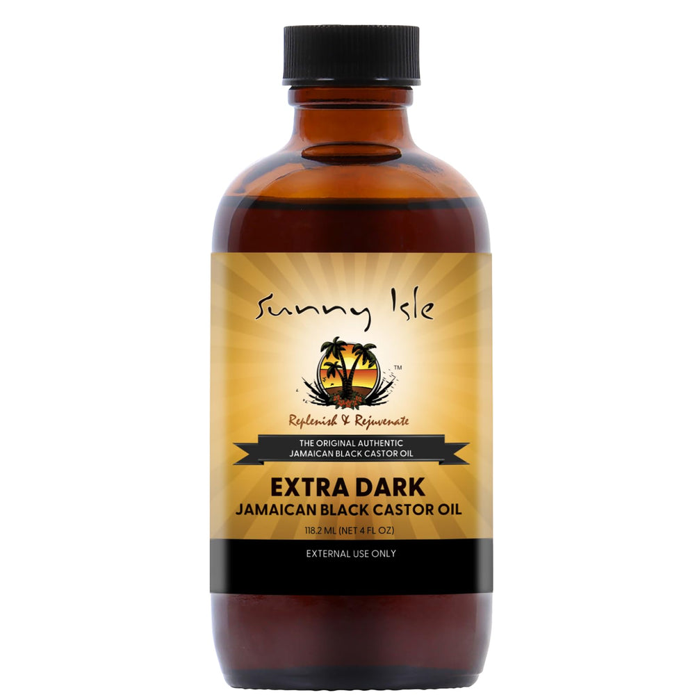 Sunny Isle Aceite de Ricino Negro Jamaicano Extra Oscuro en botella para uso diario