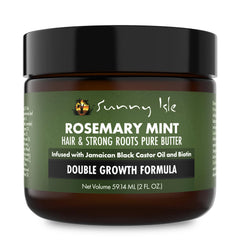 Sunny Isle Rosemary Mint Hair Butter 2oz jar ready to nourish roots and boost shine.