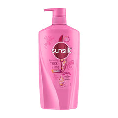 Sunsilk champú 650 ml, botella visible que aporta volumen duradero al cabello.