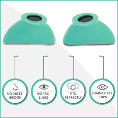 Super Sunnies teal eyecups closeup highlight slim design for precise UV protection.