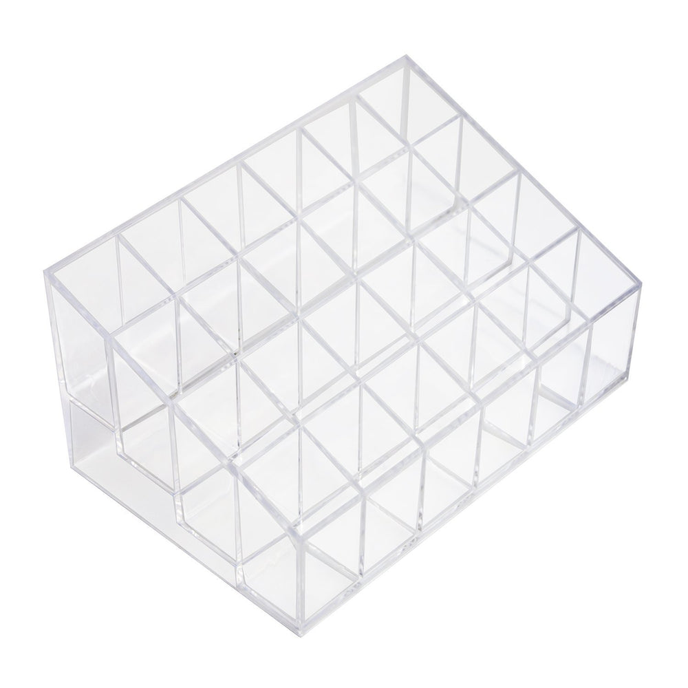 Super Z Outlet transparent organizer with lipstick compartments for tidy daily makeup.