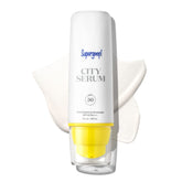 Supergoop City Serum bottle front showing SPF 30 protection for daily anti-aging care