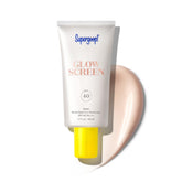 Supergoop! Glowscreen Dawn bottle with SPF 40 for a luminous makeup-ready glow.