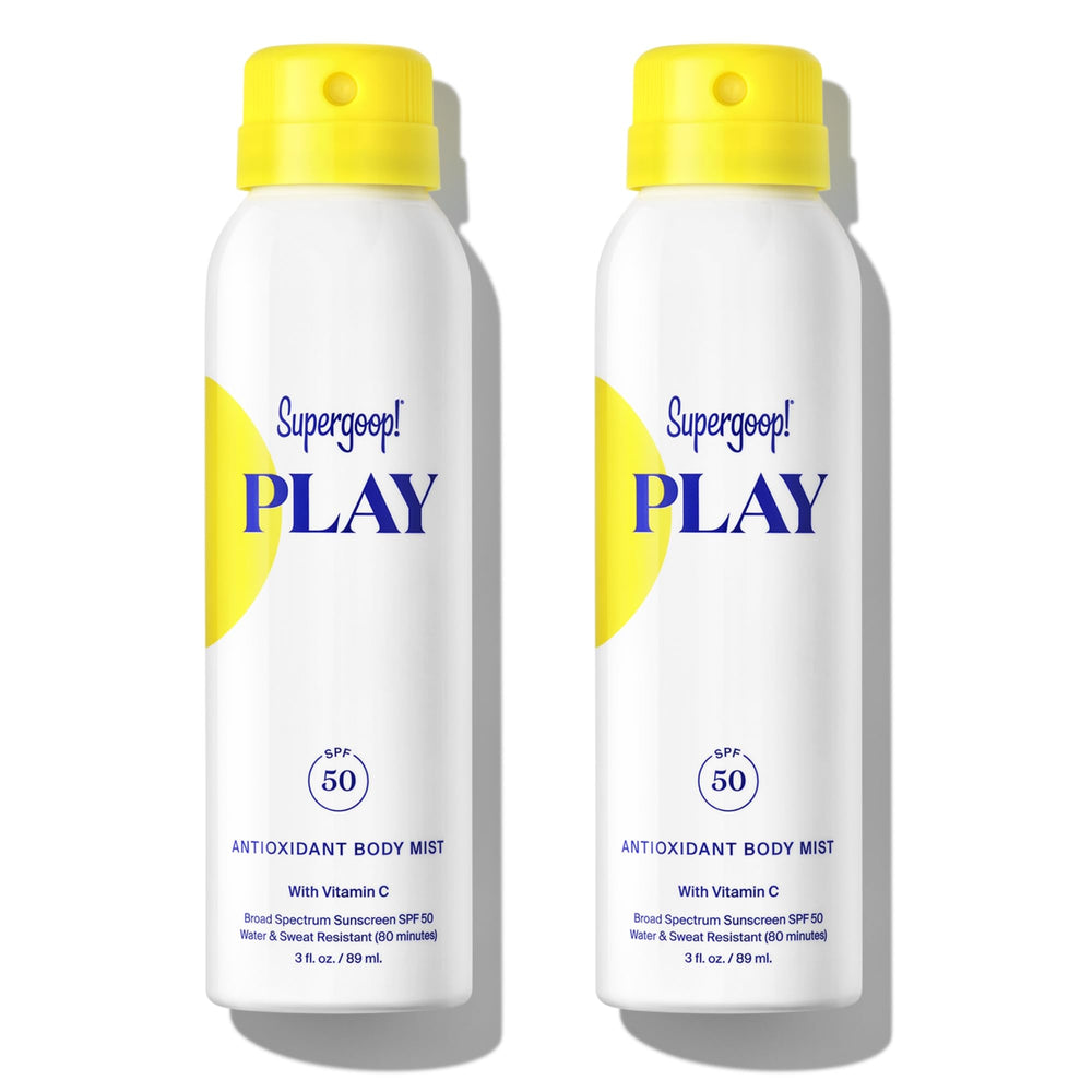 Supergoop! PLAY SPF 50 body mist bottle front view for lightweight protection