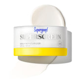 Supergoop! Superscreen bottle with pump for quick, even daily application.