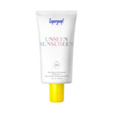 Supergoop! Unseen Sunscreen bottle shows a clear finish for all skin tones.