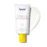 Supergoop! Unseen Sunscreen bottle with pump showing invisible SPF 50 protection