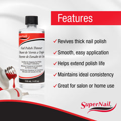 SuperNail Polish Thinner salon-ready-use highlights professional reliability for home and salon setups.