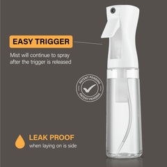SUPER+ hair mister spray bottle delivers ultra-fine mist for even hydration.