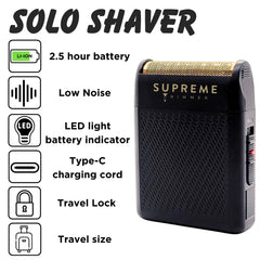 Supreme Trimmer Solo with USB-C charging cable for fast power.