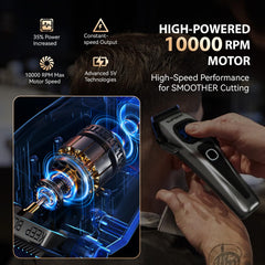 SUPRENT zero-gap trimmer shown with diamond-like carbon blade for sharp lines.