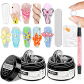 SUPWEE 2PCS Clear 3D Sculpting Gel kit for salon-quality home extensions.