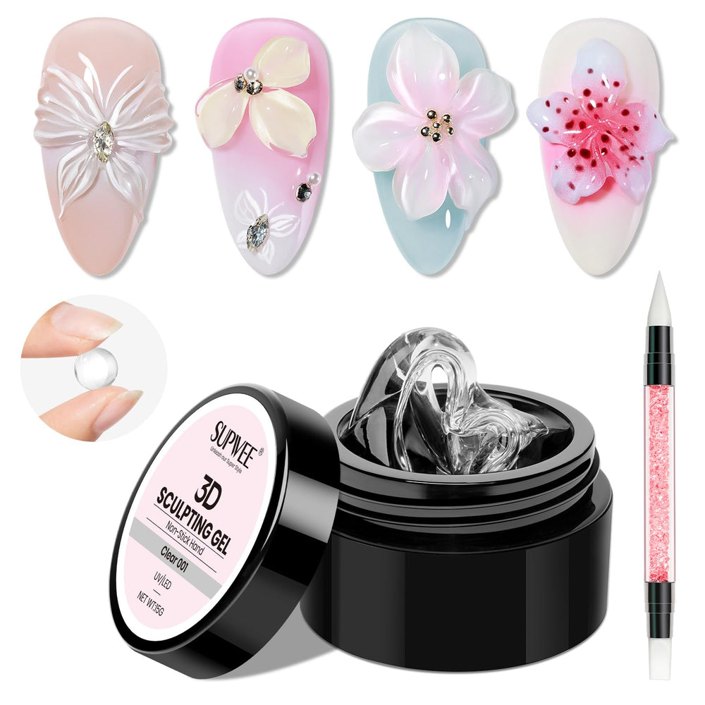 SUPWEE Gel 3D para uñas con lápiz de arte, ideal para modelar con precisión