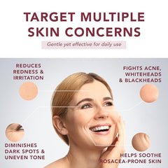 Aplicación suave del sérum en rostro para uso diario.