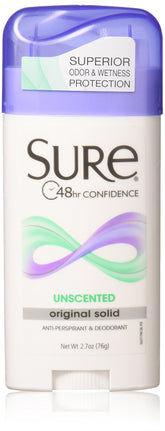 Sure Original Desodorante barra sólida sin fragancia ofrece protección diaria.