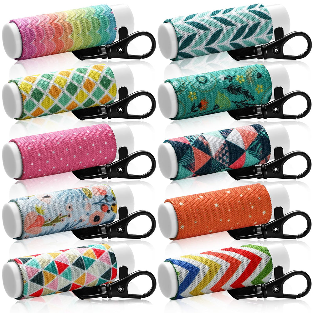 Sureio lip balm holder keychain with floral style attached to a purse for easy access