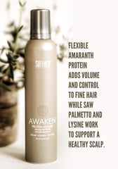 Surface Awaken Mousse label close-up highlights color-safe formula