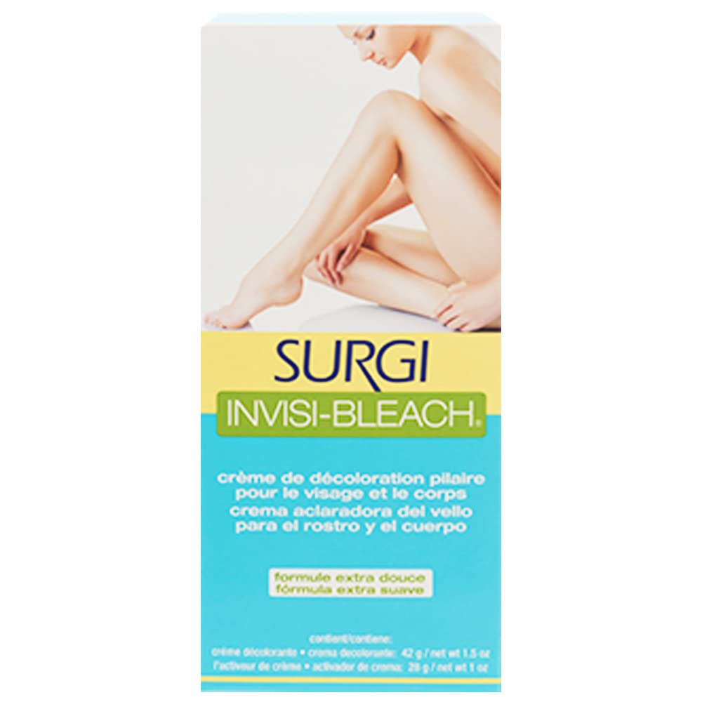 Surgiwax bleaching cream packaging for face and body, easy at-home use.