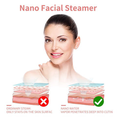Surwit GETANYE steamer demonstrates pores opening with nano ionic mist.